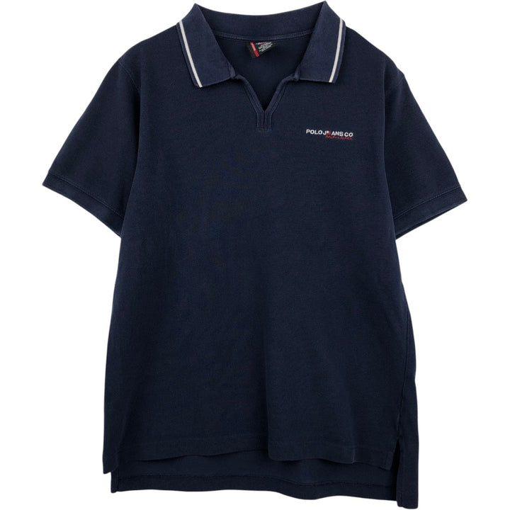 2000'S Ralph Lauren POLO JEANS COMPANY Skipper Collar Short-Sleeve Polo Shirt, Men's Size L (approx.) cotton navy blue type Vintage Second Hand