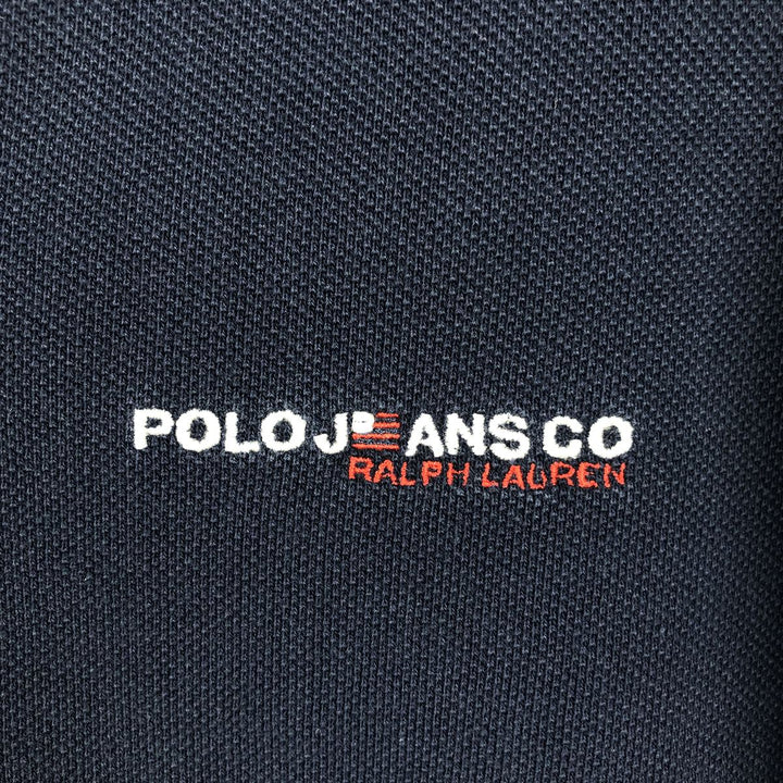 2000'S Ralph Lauren POLO JEANS COMPANY Skipper Collar Short-Sleeve Polo Shirt, Men's Size L (approx.) cotton navy blue type Vintage Second Hand