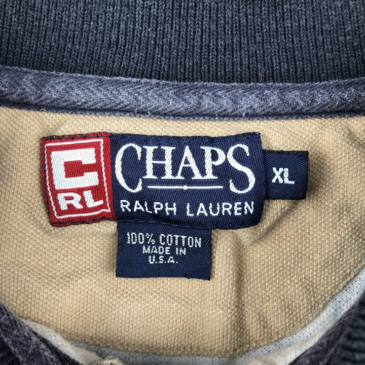 Ralph Lauren CHAPS polo shirt, all-over check pattern, short-sleeved, made in the USA, men's size XL (approx.) cotton black type Vintage Second Hand