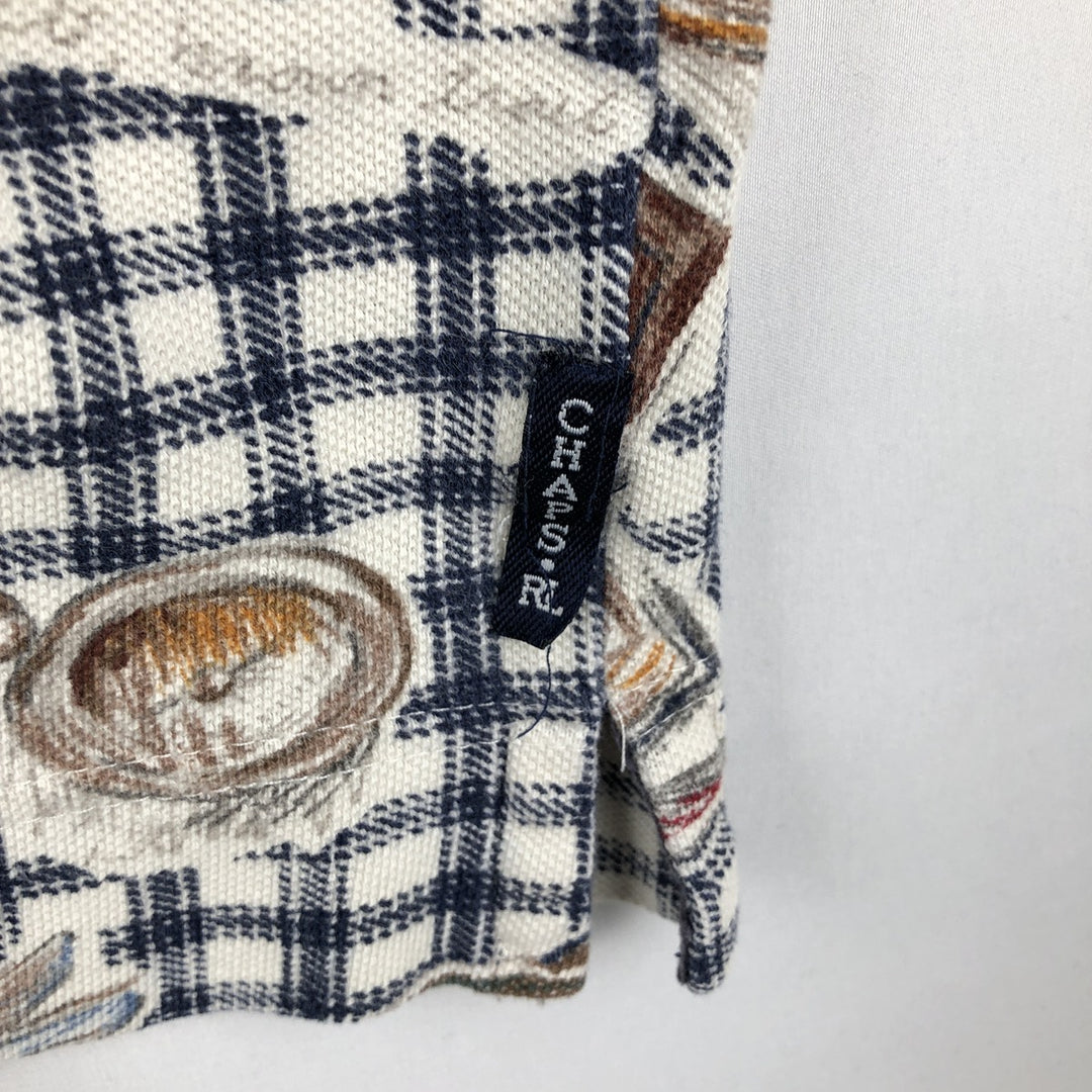 Ralph Lauren CHAPS polo shirt, all-over check pattern, short-sleeved, made in the USA, men's size XL (approx.) cotton black type Vintage Second Hand