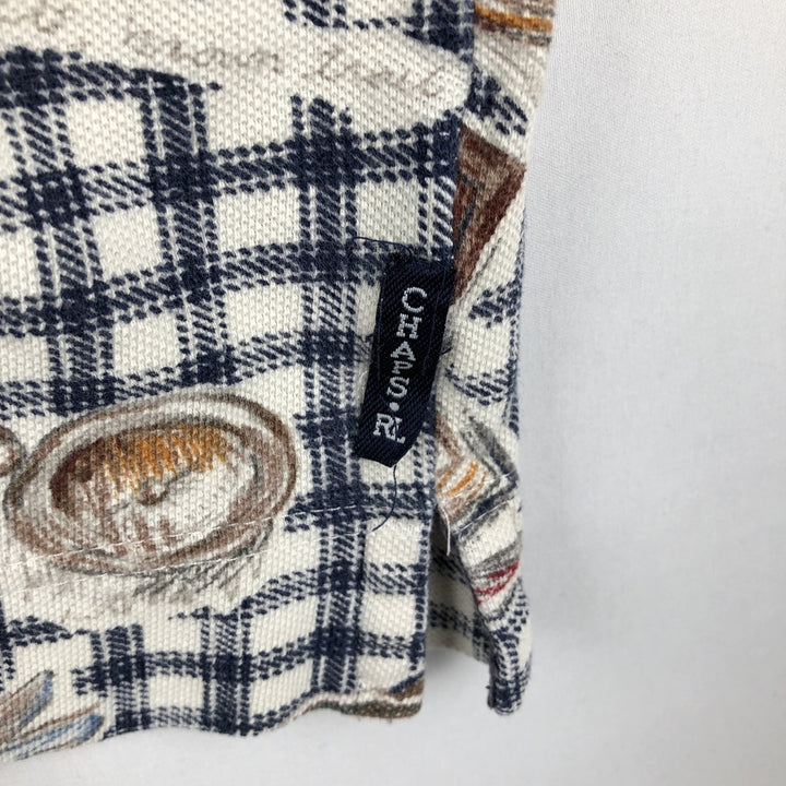Ralph Lauren CHAPS polo shirt, all-over check pattern, short-sleeved, made in the USA, men's size XL (approx.) cotton black type Vintage Second Hand