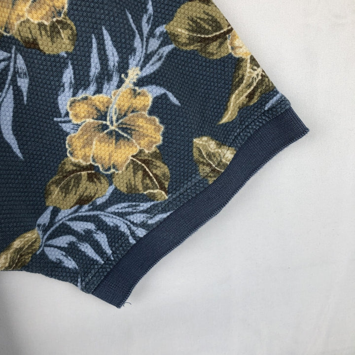 2000'S Ocean Pacific floral print short-sleeved polo shirt, men's size L (approx.) cotton Blue type light blue Vintage Second Hand