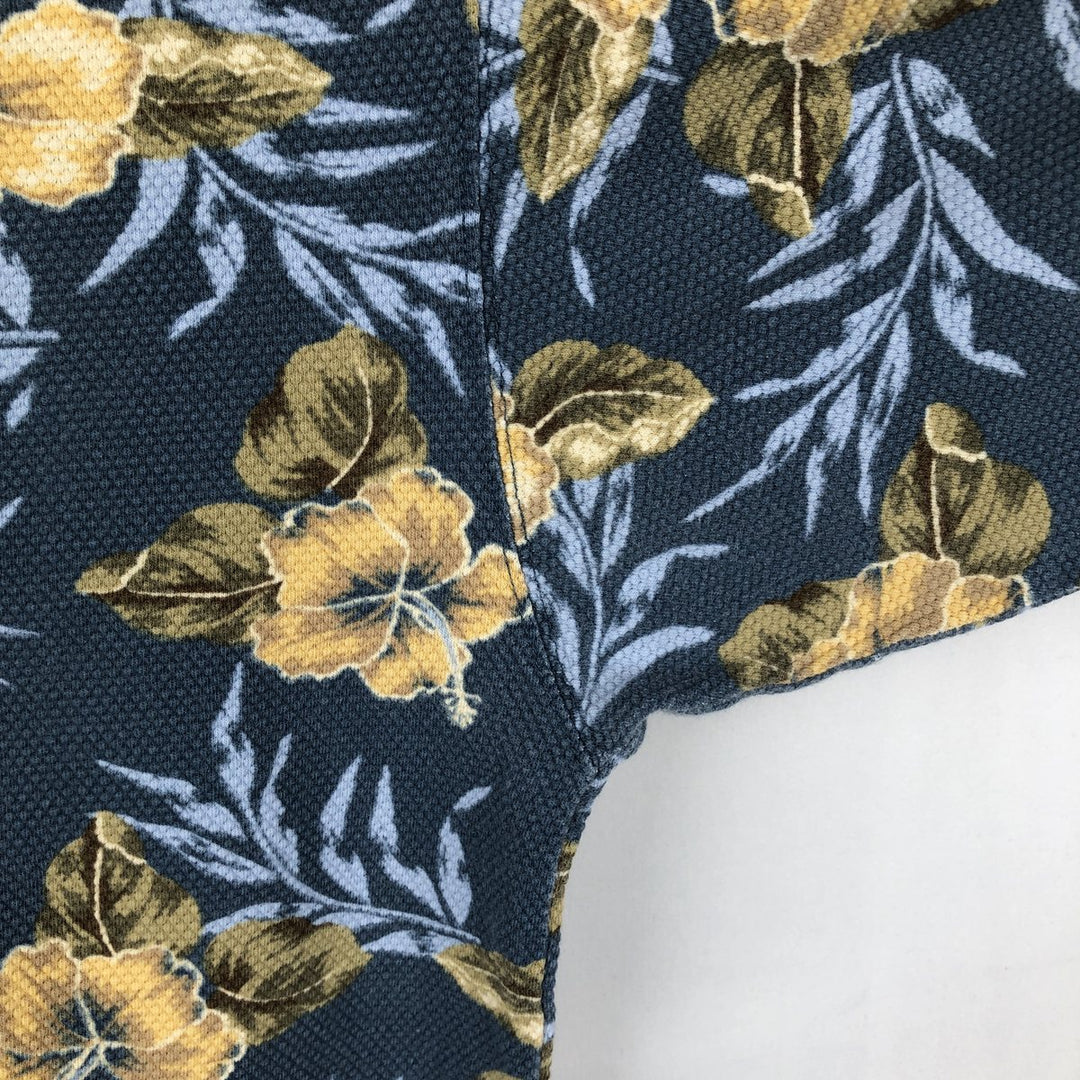 2000'S Ocean Pacific floral print short-sleeved polo shirt, men's size L (approx.) cotton Blue type light blue Vintage Second Hand