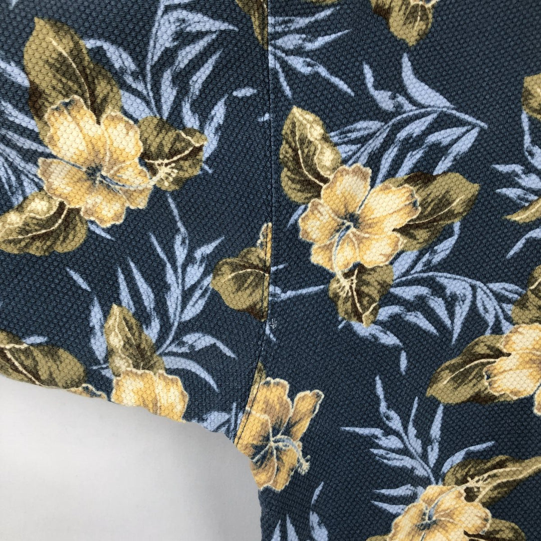 2000'S Ocean Pacific floral print short-sleeved polo shirt, men's size L (approx.) cotton Blue type light blue Vintage Second Hand
