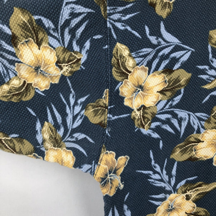 2000'S Ocean Pacific floral print short-sleeved polo shirt, men's size L (approx.) cotton Blue type light blue Vintage Second Hand