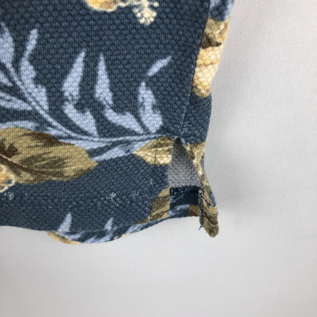 2000'S Ocean Pacific floral print short-sleeved polo shirt, men's size L (approx.) cotton Blue type light blue Vintage Second Hand