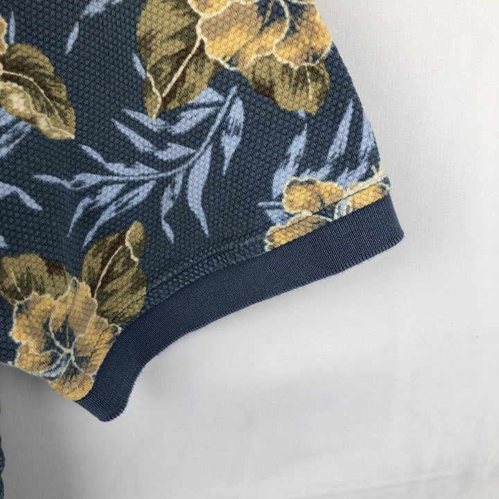 2000'S Ocean Pacific floral print short-sleeved polo shirt, men's size L (approx.) cotton Blue type light blue Vintage Second Hand