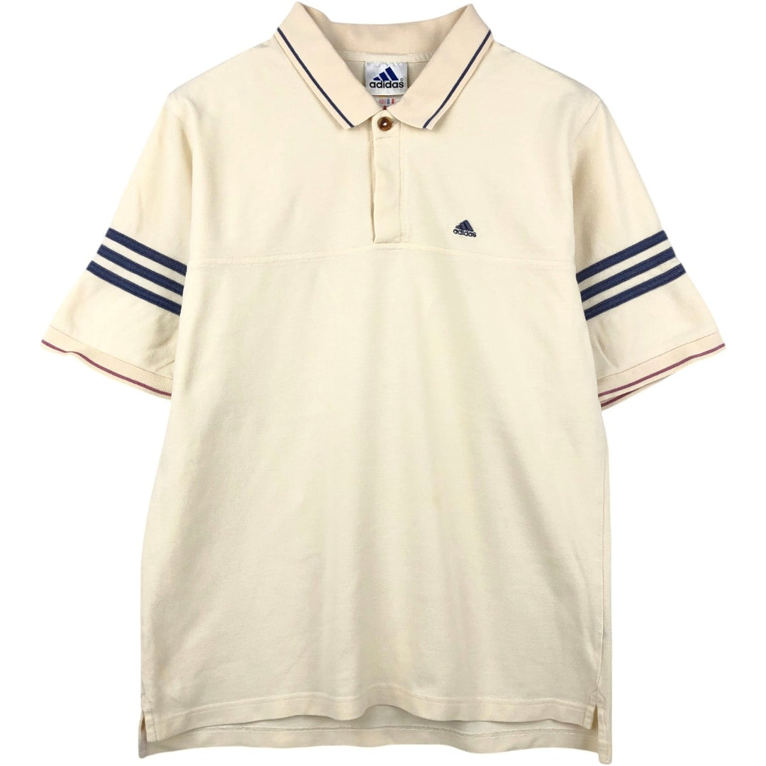 Adidas short sleeve polo shirt, men's size M cotton unbleached Vintage Second Hand