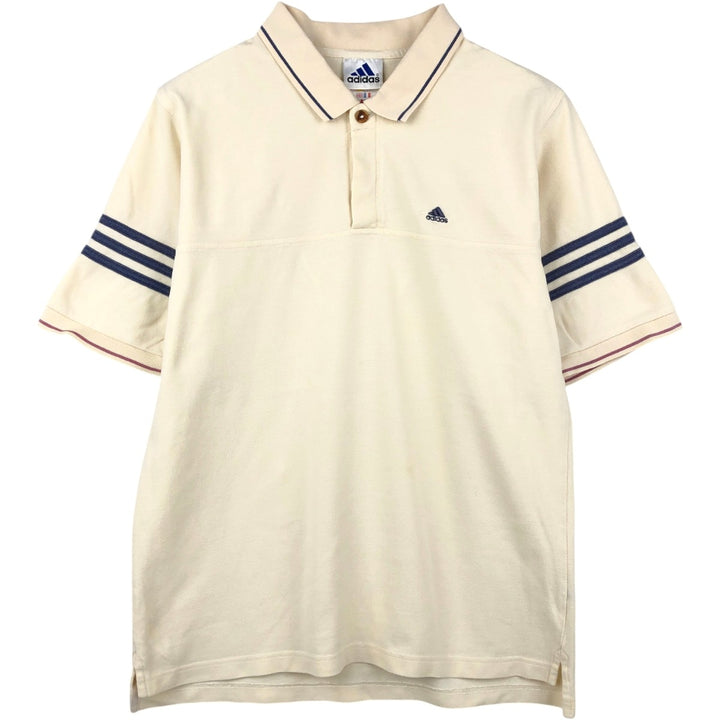 Adidas short sleeve polo shirt, men's size M cotton unbleached Vintage Second Hand