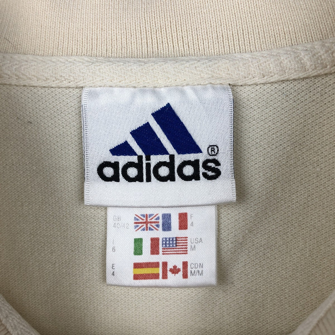 Adidas short sleeve polo shirt, men's size M cotton unbleached Vintage Second Hand