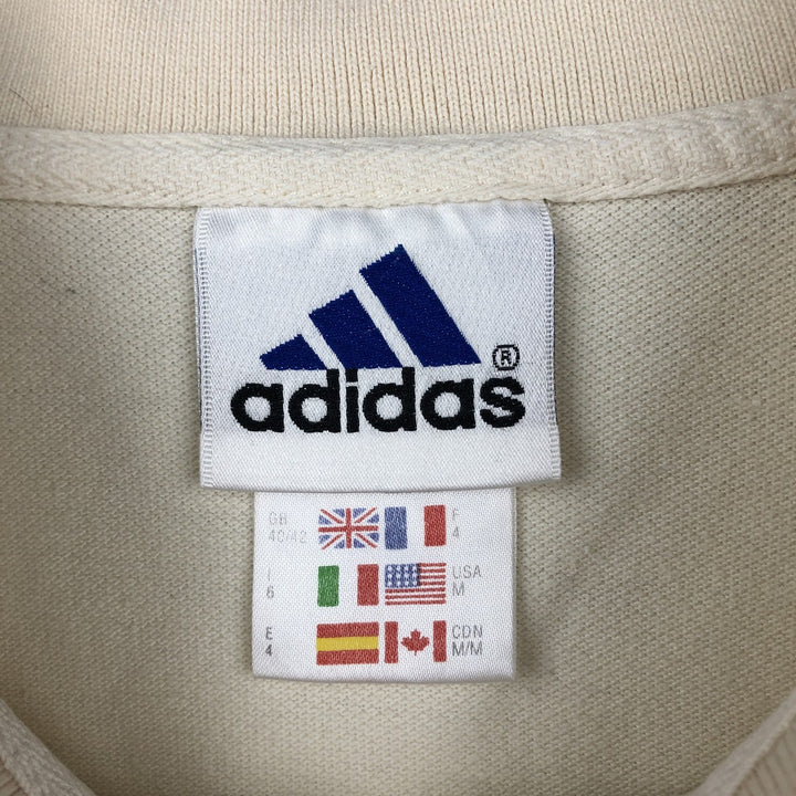 Adidas short sleeve polo shirt, men's size M cotton unbleached Vintage Second Hand