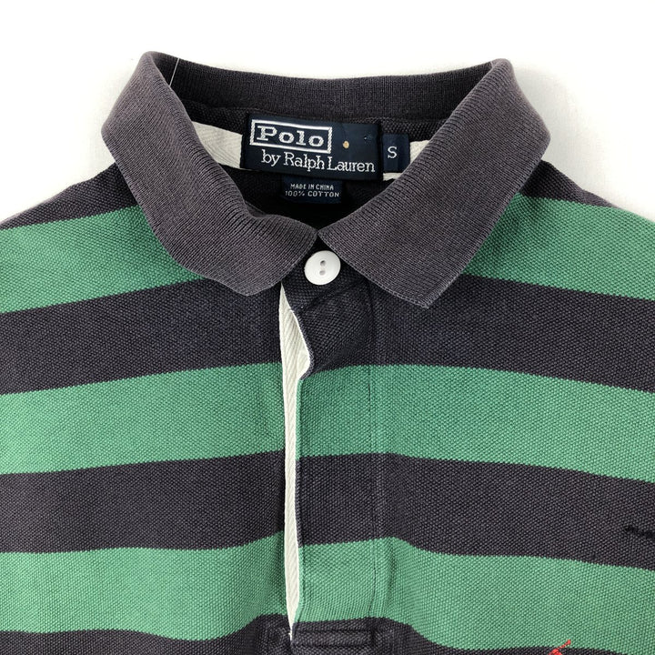 Ralph Lauren POLO by Ralph Lauren short sleeve striped polo shirt, size S for men cotton green type Vintage Second Hand