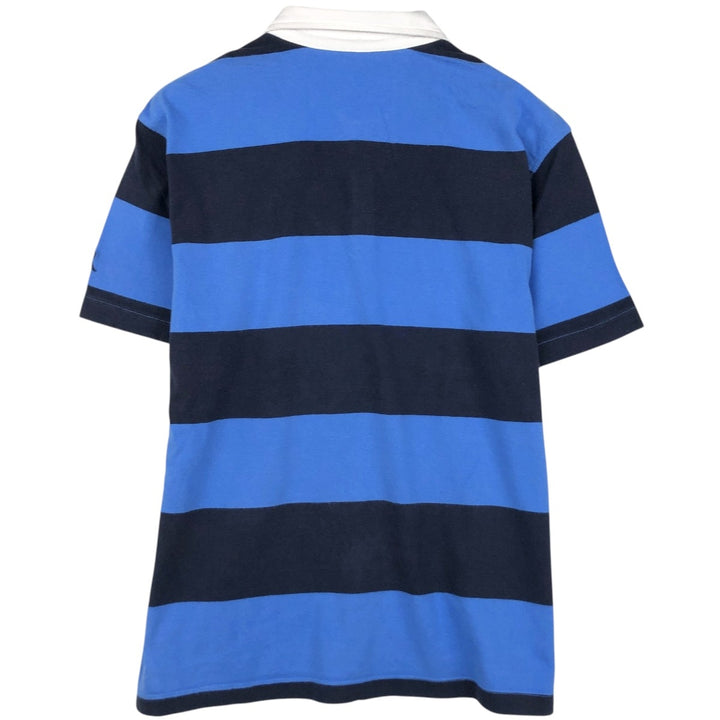 Banana Republic BANANA REPUBLIC Border Pattern Short-Sleeve Rugby Shirt Men's Size M cotton blue type Vintage Second Hand