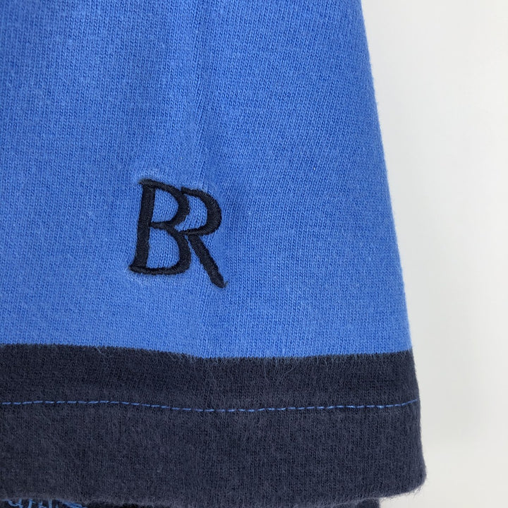 Banana Republic BANANA REPUBLIC Border Pattern Short-Sleeve Rugby Shirt Men's Size M cotton blue type Vintage Second Hand