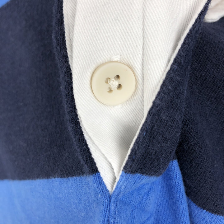 Banana Republic BANANA REPUBLIC Border Pattern Short-Sleeve Rugby Shirt Men's Size M cotton blue type Vintage Second Hand