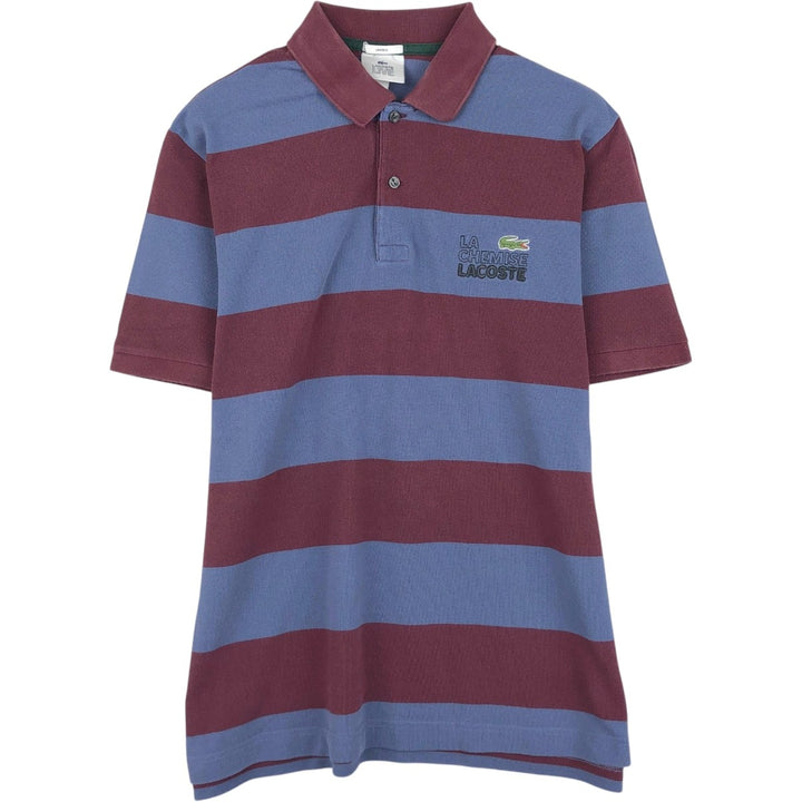 Lacoste LIVE Short-Sleeve Striped Polo Shirt, Men's Size L (approx.) cotton red type reddish brown Vintage Second Hand