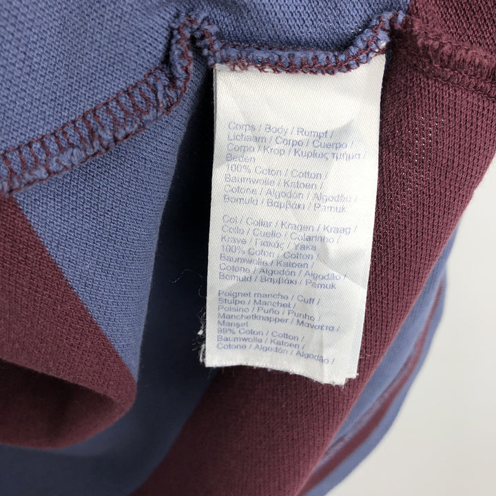 Lacoste LIVE Short-Sleeve Striped Polo Shirt, Men's Size L (approx.) cotton red type reddish brown Vintage Second Hand