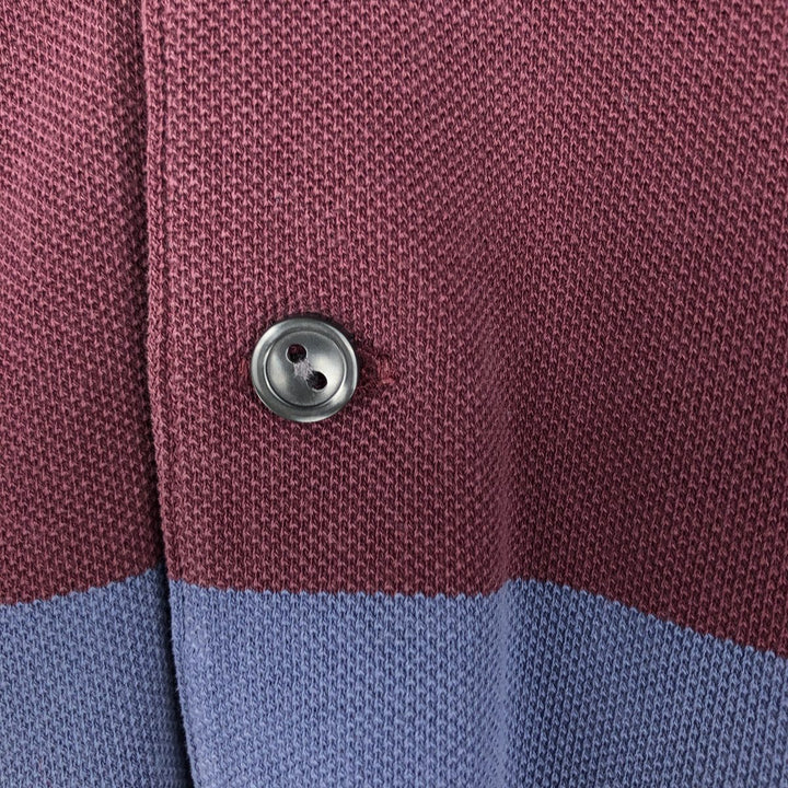 Lacoste LIVE Short-Sleeve Striped Polo Shirt, Men's Size L (approx.) cotton red type reddish brown Vintage Second Hand