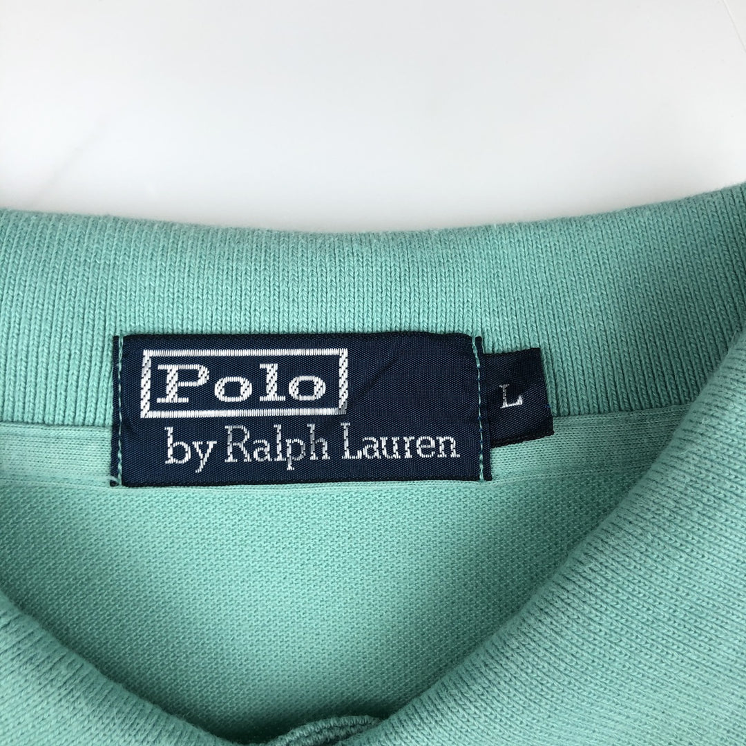 Ralph Lauren POLO by Ralph Lauren short sleeve polo shirt, men's size L cotton Mint green Vintage Second Hand