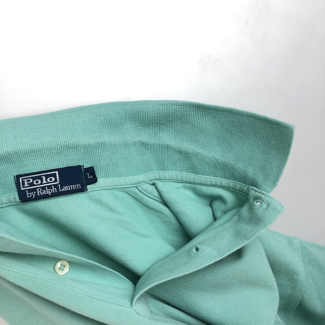 Ralph Lauren POLO by Ralph Lauren short sleeve polo shirt, men's size L cotton Mint green Vintage Second Hand