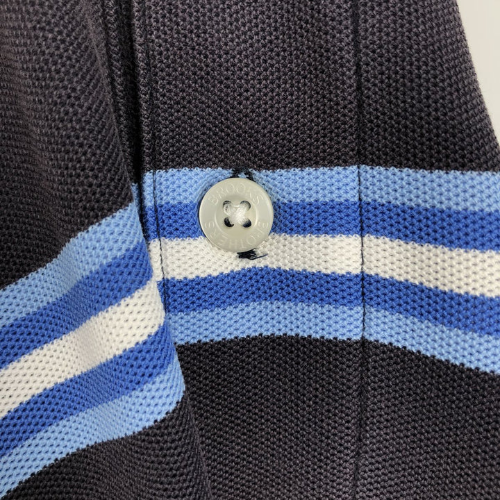 Brooks Brothers Multi-stripe Short-Sleeve Polo Shirt, Men's Size XL (approx.) cotton black type Vintage Second Hand