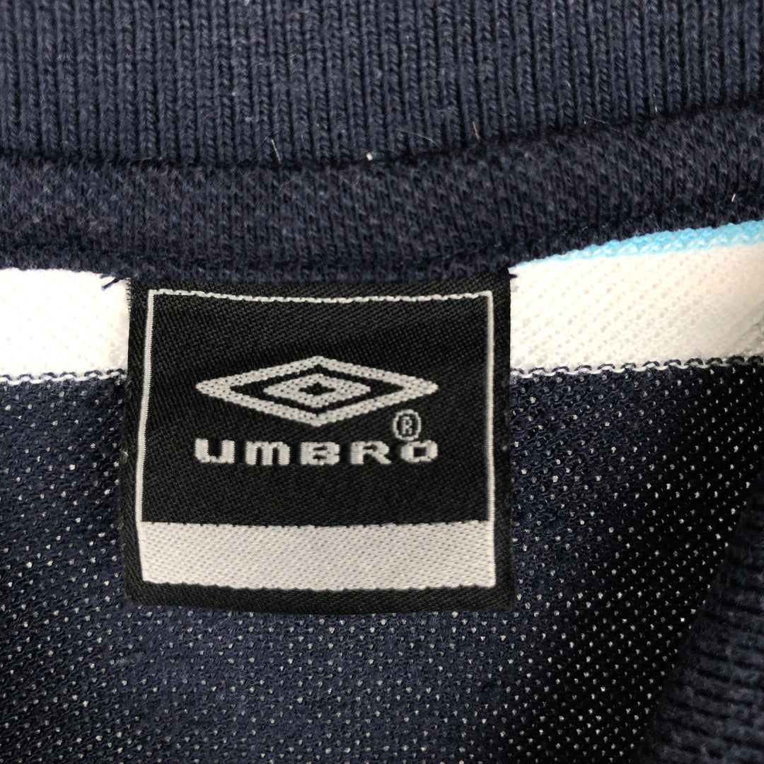 Umbro Multi-stripe Short-Sleeve Polo Shirt, Men's Size L (approx.) polyester navy blue type Vintage Second Hand