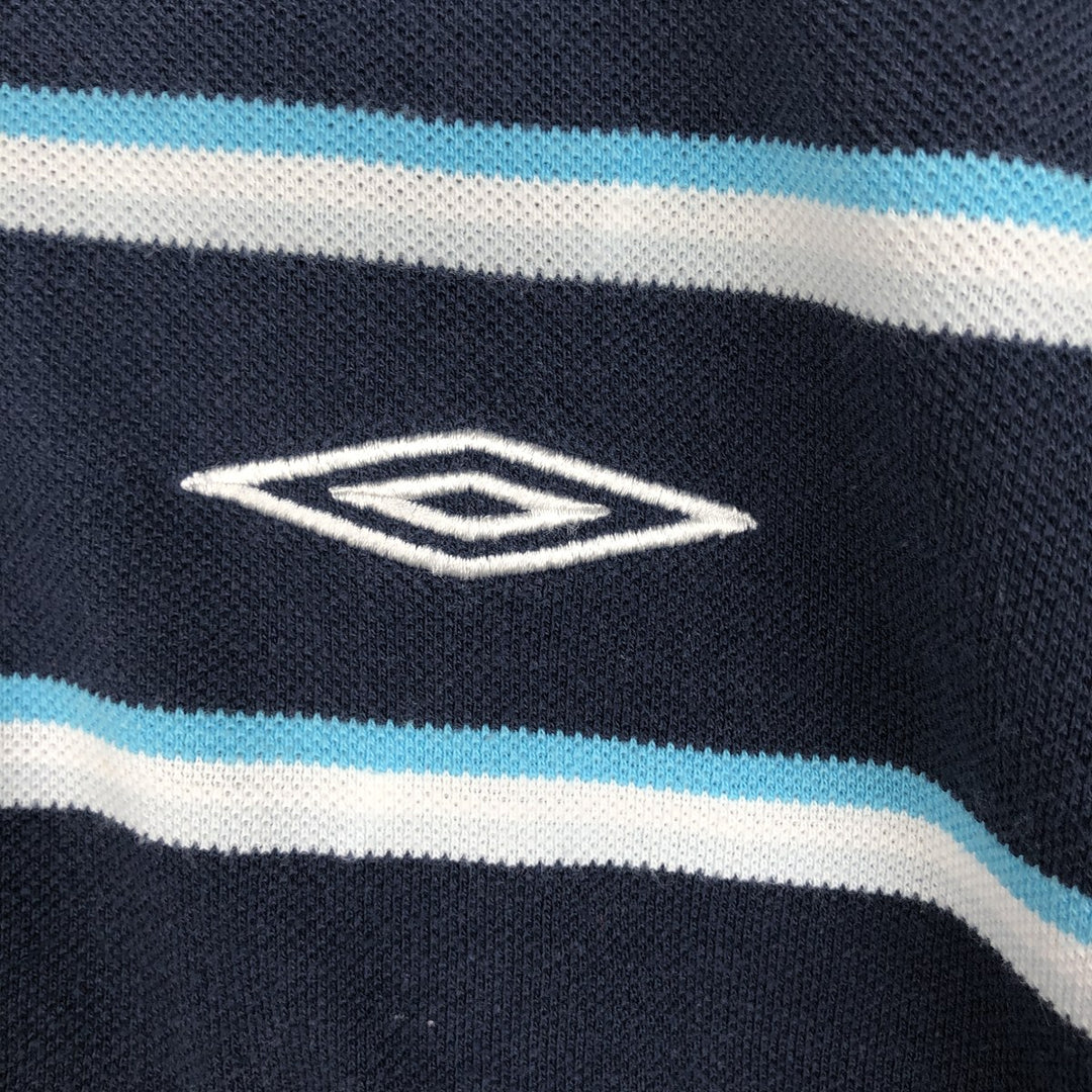 Umbro Multi-stripe Short-Sleeve Polo Shirt, Men's Size L (approx.) polyester navy blue type Vintage Second Hand