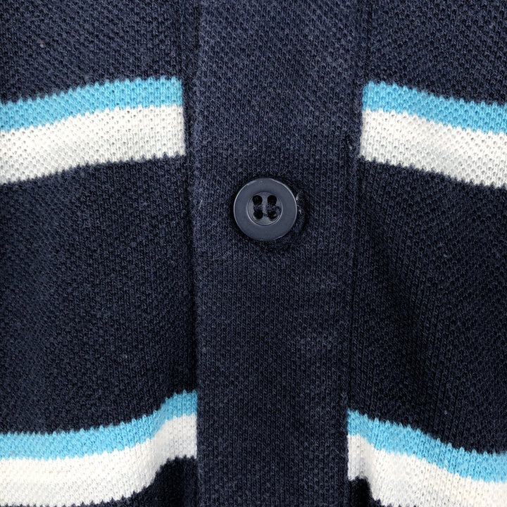 Umbro Multi-stripe Short-Sleeve Polo Shirt, Men's Size L (approx.) polyester navy blue type Vintage Second Hand