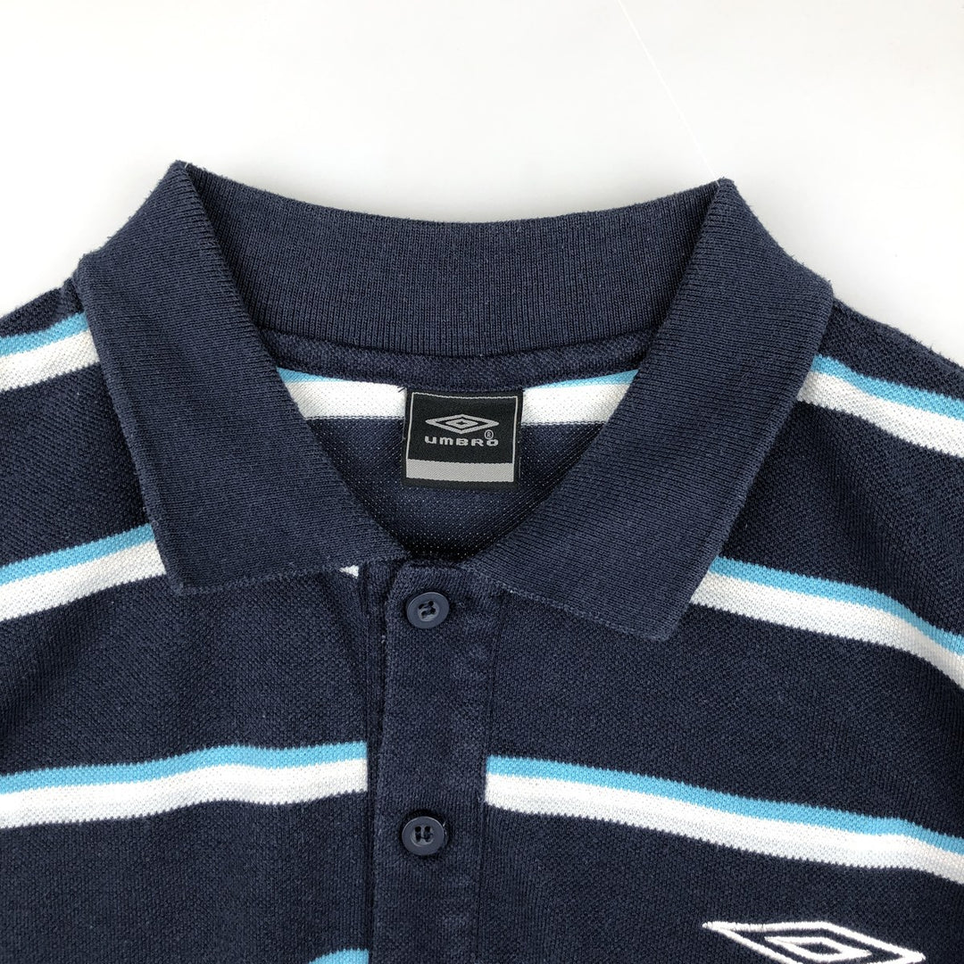 Umbro Multi-stripe Short-Sleeve Polo Shirt, Men's Size L (approx.) polyester navy blue type Vintage Second Hand