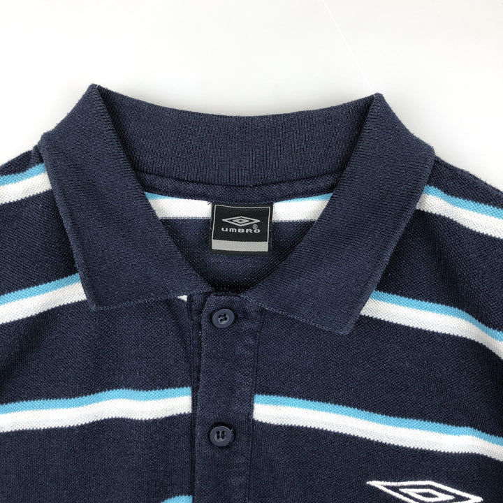 Umbro Multi-stripe Short-Sleeve Polo Shirt, Men's Size L (approx.) polyester navy blue type Vintage Second Hand