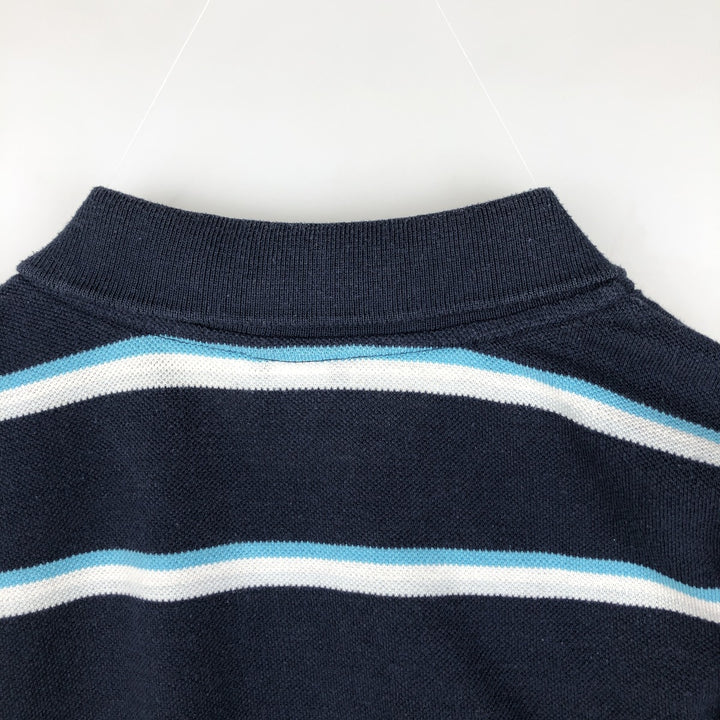 Umbro Multi-stripe Short-Sleeve Polo Shirt, Men's Size L (approx.) polyester navy blue type Vintage Second Hand