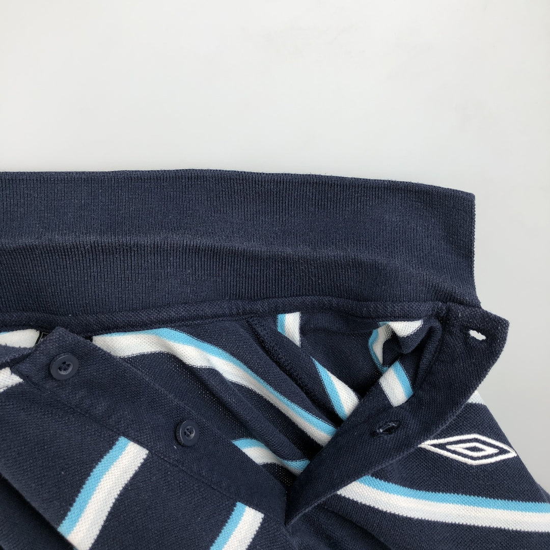 Umbro Multi-stripe Short-Sleeve Polo Shirt, Men's Size L (approx.) polyester navy blue type Vintage Second Hand