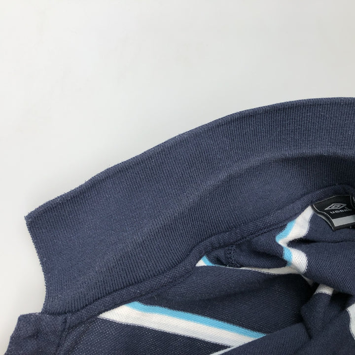 Umbro Multi-stripe Short-Sleeve Polo Shirt, Men's Size L (approx.) polyester navy blue type Vintage Second Hand