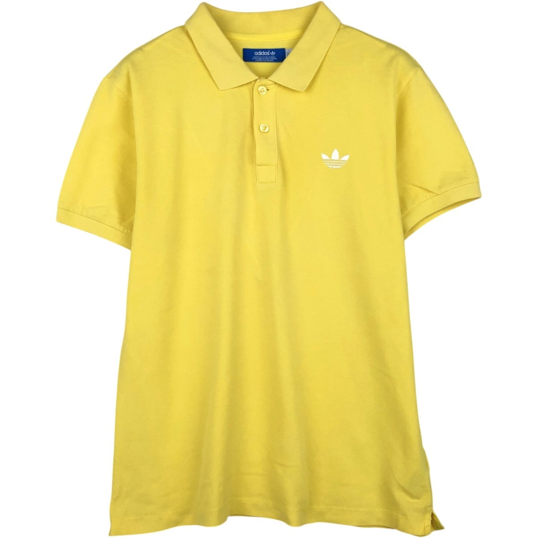 Adidas short sleeve polo shirt, men's size M cotton yellow type Vintage Second Hand