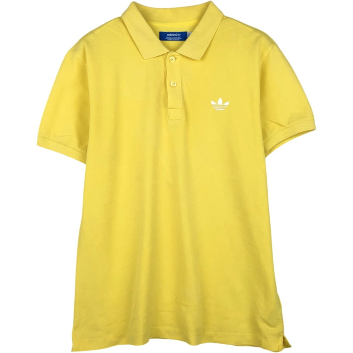 Adidas short sleeve polo shirt, men's size M cotton yellow type Vintage Second Hand