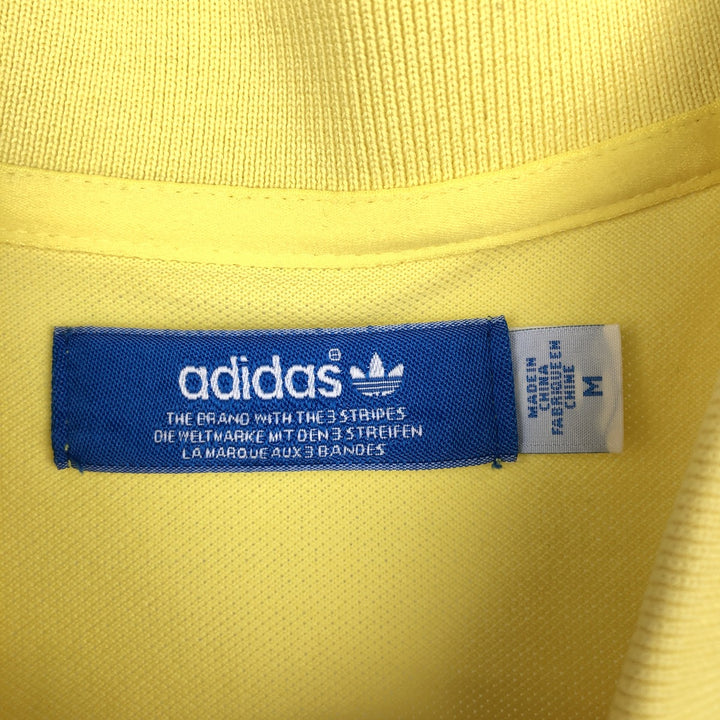 Adidas short sleeve polo shirt, men's size M cotton yellow type Vintage Second Hand