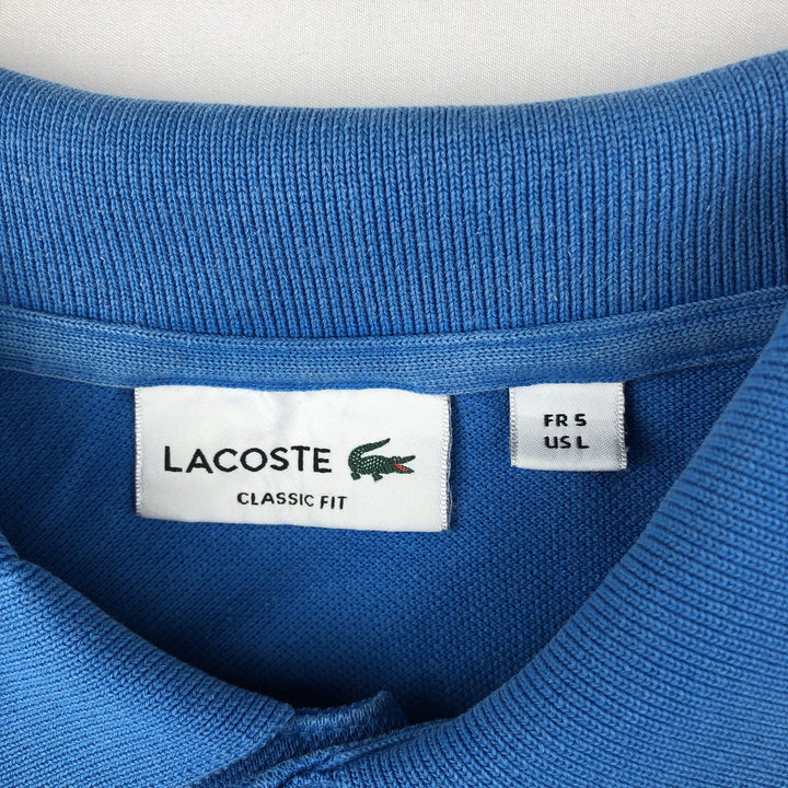Lacoste Classic Fit short sleeve polo shirt, men's size L cotton blue type Vintage Second Hand