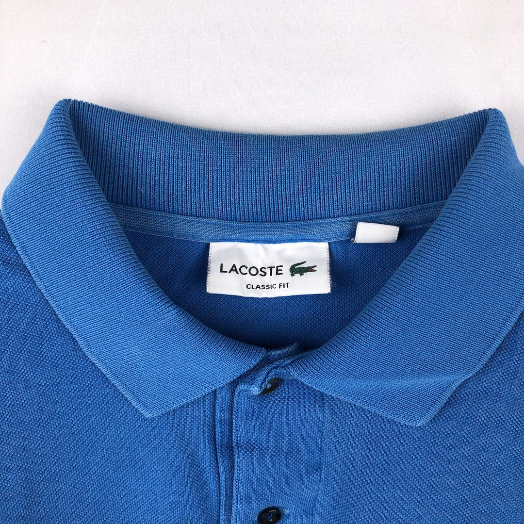 Lacoste Classic Fit short sleeve polo shirt, men's size L cotton blue type Vintage Second Hand