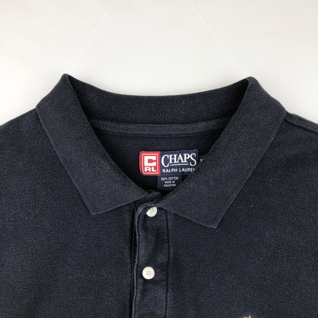 Ralph Lauren CHAPS Short-Sleeve Polo Shirt, Men's Size XL (approx.) cotton navy blue type Vintage Second Hand