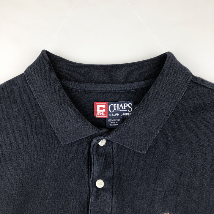 Ralph Lauren CHAPS Short-Sleeve Polo Shirt, Men's Size XL (approx.) cotton navy blue type Vintage Second Hand