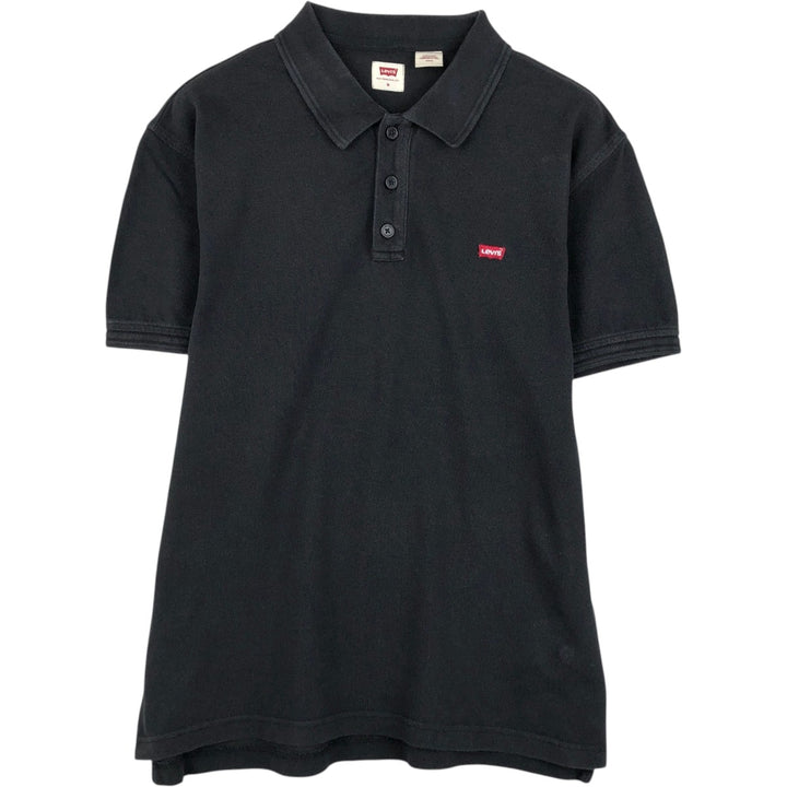 Levi's short-sleeved polo shirt, men's size M (approx.) cotton black type Vintage Second Hand
