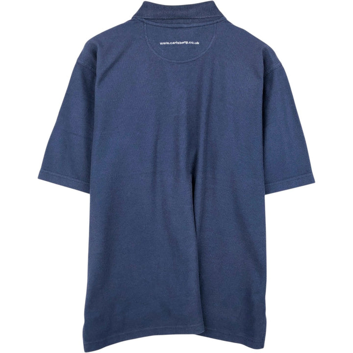 UMBRO short sleeve polo shirt, men's size L polyester navy blue type Vintage Second Hand
