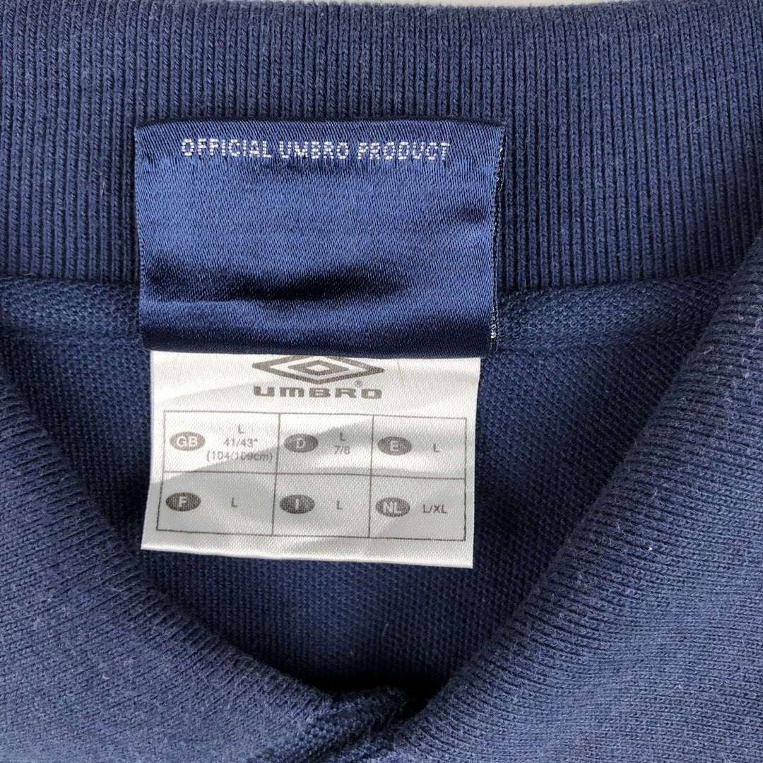 UMBRO short sleeve polo shirt, men's size L polyester navy blue type Vintage Second Hand