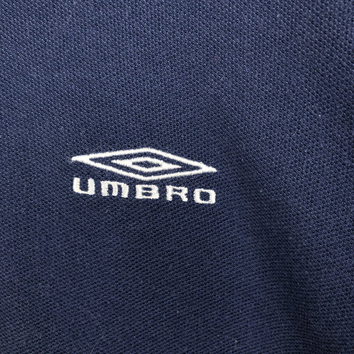 UMBRO short sleeve polo shirt, men's size L polyester navy blue type Vintage Second Hand