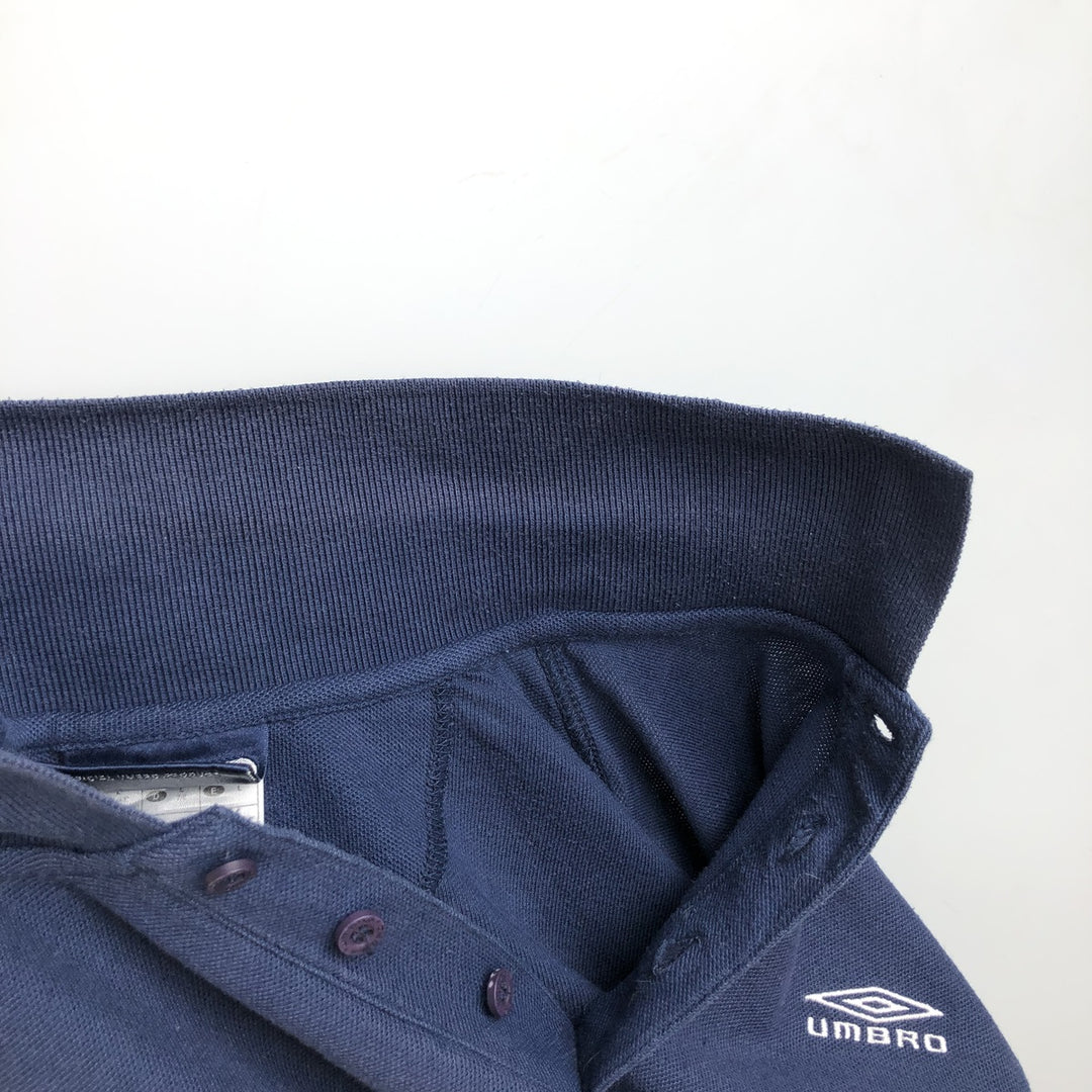 UMBRO short sleeve polo shirt, men's size L polyester navy blue type Vintage Second Hand