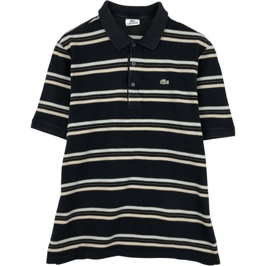 Lacoste Multi-stripe Short-Sleeve Polo Shirt, Men's Size XL (approx.) cotton black type Vintage Second Hand
