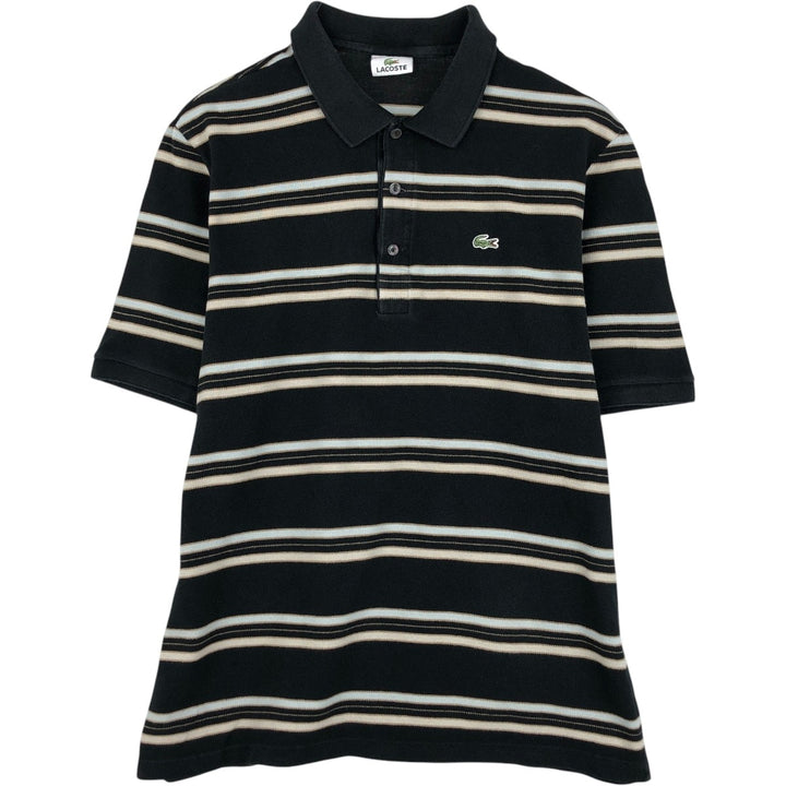 Lacoste Multi-stripe Short-Sleeve Polo Shirt, Men's Size XL (approx.) cotton black type Vintage Second Hand