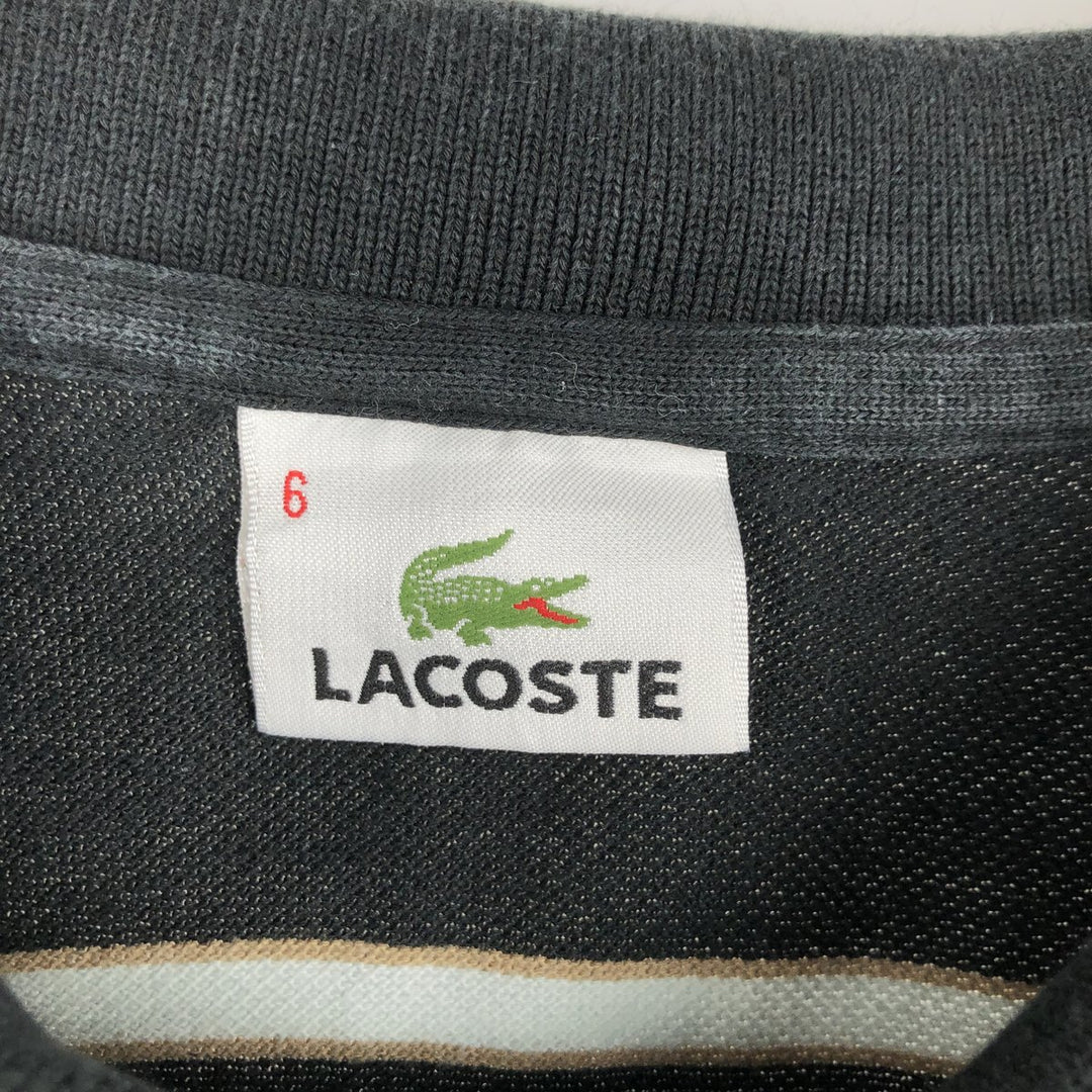 Lacoste Multi-stripe Short-Sleeve Polo Shirt, Men's Size XL (approx.) cotton black type Vintage Second Hand