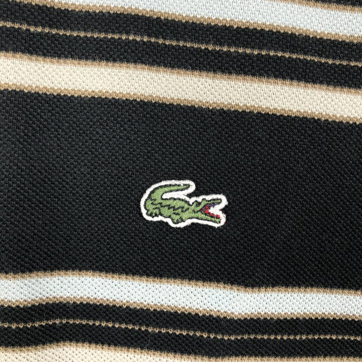 Lacoste Multi-stripe Short-Sleeve Polo Shirt, Men's Size XL (approx.) cotton black type Vintage Second Hand