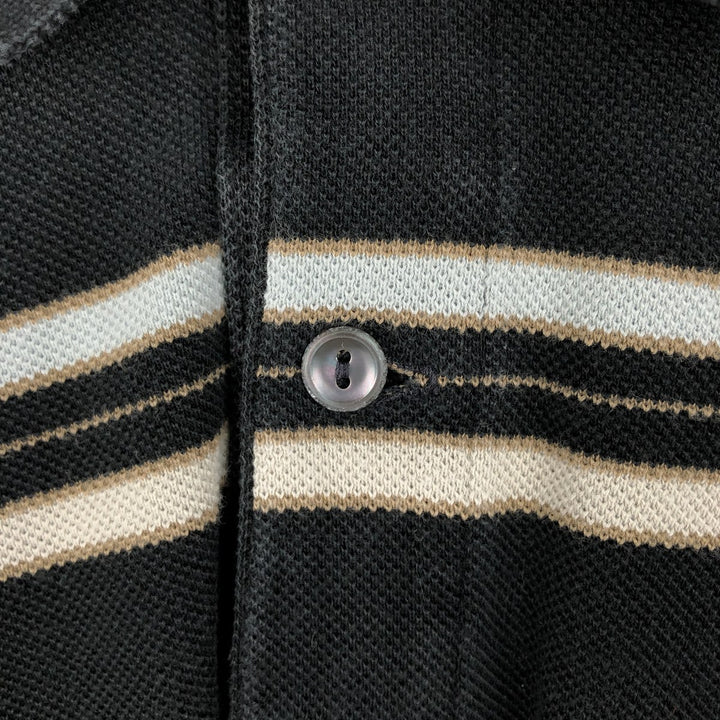 Lacoste Multi-stripe Short-Sleeve Polo Shirt, Men's Size XL (approx.) cotton black type Vintage Second Hand